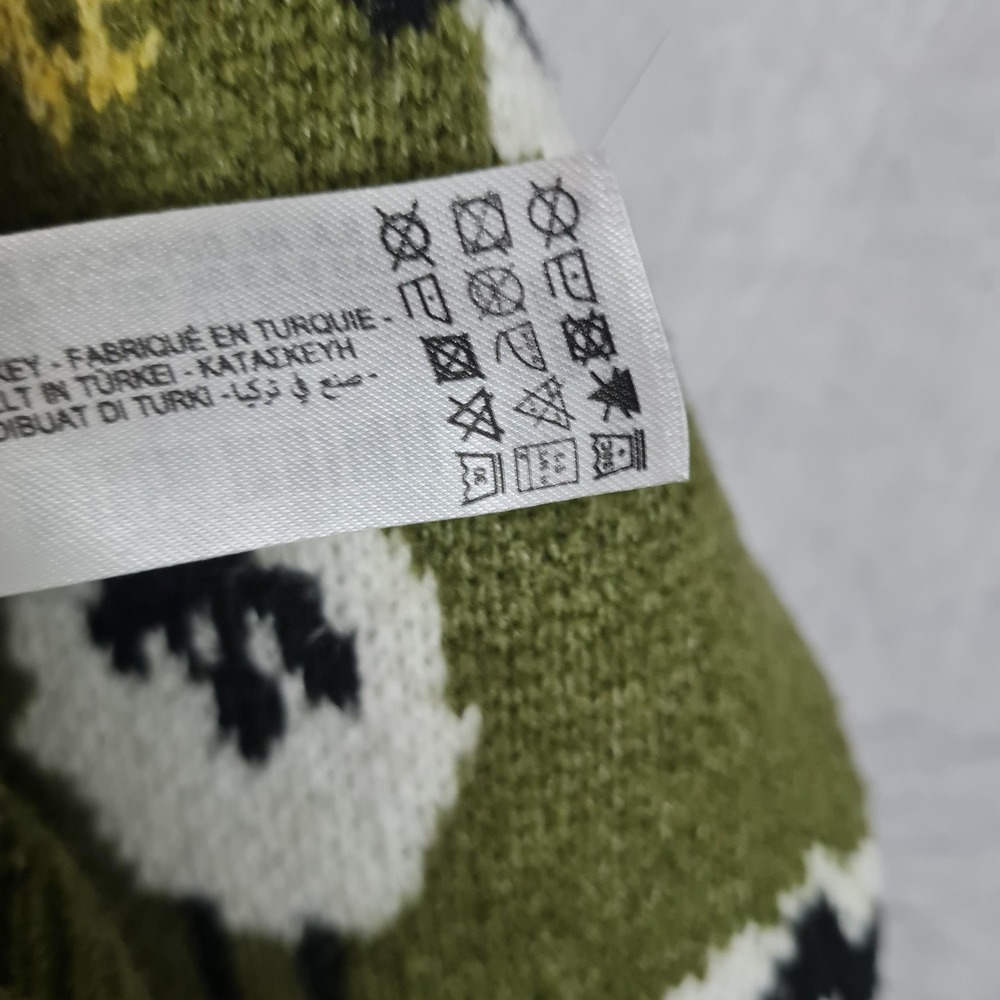 Zara Sweater Womens Medium Green Sheep Floral Graphic Knit Pullover Kawaii - Picture 16 of 16